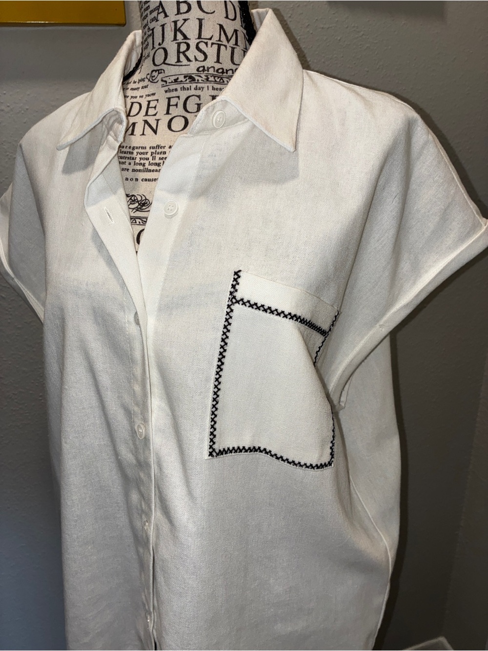 Linen-blend Lalavon Boutique Blouse sz L
